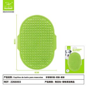 Brosse à picots en acier inoxydable à double ventouse pour le bain et le toilettage des animaux de compagnie - Product Image 2