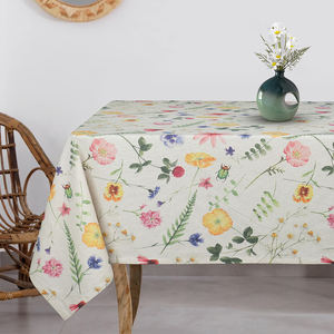 Indian Wholesale 100% Cotton Home Textiles 150 X 220 cms <b>Table</b> <b>Cloth</b> <b>White</b> with Multi Color Prints 180gsm Woven Techniques - Product Image 1