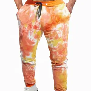 Erkek rahat kravat boya bel İpli Joggers, streç spor pantolon toptan batik özelleştirilmiş erkek Joggers son tasarım