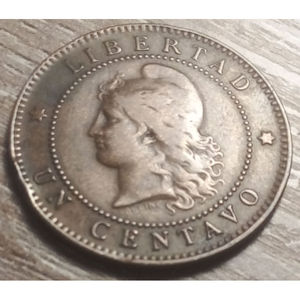 1885 One Cent Argentina 139 Años de antigüedad Contador y clasificador de monedas con fecha de extensión amplia - Product Image 1