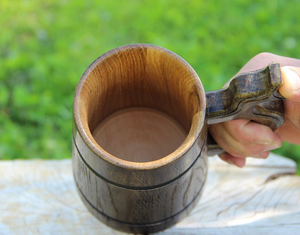 Jarra de cerveza de madera de mango ecológica hecha a mano, jarra de madera Natural oscura, taza de barril de regalo de diseño único - Product Image 6