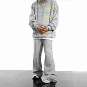 Survêtements personnalisés en coton de haute qualité pantalon de survêtement évasé en éponge française et sweat à capuche pour hommes ensemble Streetwear ensemble de survêtements délavés à l'acide - Product Image 6