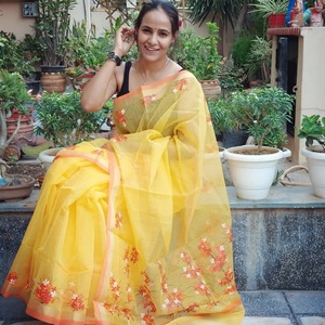 Ropa y accesorios Sari de seda Kota Doriya auténtico indio y pakistaní para niñas Uso de ropa de oficina de la India - Product Image 4