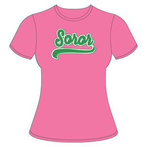 Camiseta Rosa de Hermandad Griega para Mujer, Camiseta Rosa y Verde, Estilo Universitario, Casual, para Uso Diario - Product Image 5