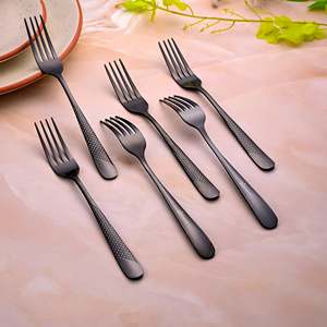 Black Flame Eco-Friendly Stainless Steel <b>Forks</b> and Salad <b>Forks</b> (Set of 6) for Home and Restaurant Use - Product Image 5