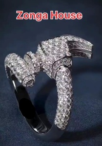 Anillo estilo martillo, hip hop, plata de ley, con diamante moissanita, último diseño, para regalo de compromiso, fiesta, moda para mujer. - Product Image 4