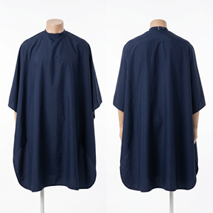 Capa de Barbero Negra Premium Impermeable de Poliéster 210 GSM, Delantal para Cortar Cabello con Logotipo Personalizado Bordado o Termotransferible, Cuello con Broches - Product Image 5