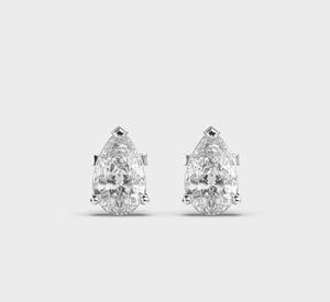 Boucles d'oreilles solitaires en argent sterling 925 massif avec diamant de laboratoire taille poire serti clos, 2,06 ct, pour fiançailles, mariage, anniversaire - Product Image 1