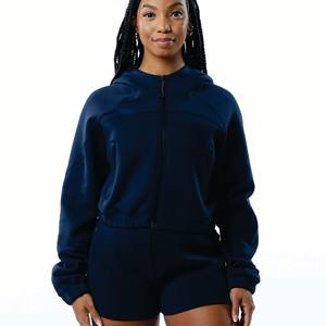 2024 mujeres bolsillo delantero de gran tamaño de lana interior Crop lujo sudaderas con capucha y Sudadera con capucha pulóver - Product Image 2