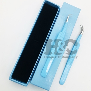 แหนบต่อขนตาปลายเงินสีฟ้าอ่อนแหนบต่อขนตาสแตนเลสปากคีบขนตาที่จับแข็งแรงทนทาน - Product Image 6