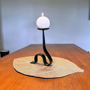 Metal Forged Candlestick <b>Black</b> <b>Candle</b> <b>Holder</b> S-type Wrought Iron Iron <b>Candle</b> Stand Snake Style Gift for the Home - Product Image 1