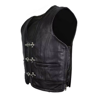 Chaleco de Motociclista Profesional para Hombre 2026, de Primera Calidad, Perforado, de Piel de Vaca Negra, Informal, Transpirable, con Cuello Redondo