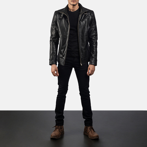 แจ็กเก็ตหนังสำหรับผู้ชายผ้าแคนวาสเนื้อผ้าคอปกตั้งออกแบบได้ตามต้องการ - Product Image 6