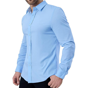 Chemise habillée pour hommes de qualité supérieure coupe régulière bouclier anti-taches extensible chemise boutonnée pour hommes chemises respirantes teintées en fil pour hommes - Product Image 6