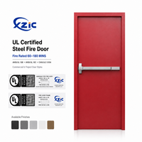Porte coupe-feu en acier homologuée UL XZIC avec cadre, résistance au feu 1/2/3H, porte simple en métal creux avec barre anti-panique pour usine et hôpital aux États-Unis