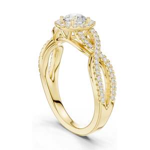 Anillo de Compromiso con Halo Trenzado de Diamantes de Laboratorio de 0.838 CT para Mujer, Claridad VVS-VS EF, Oro de 18K, 14K, 10K y Plata 925 - Product Image 5