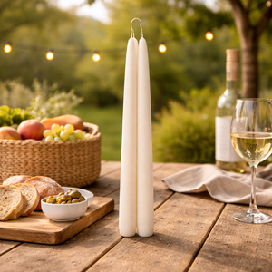 Velas Cónicas Minimalistas Color Marfil - Juego de 2 Velas de Parafina y Cera de Soya Sin Humo y Sin Llama Sin Aroma - Para Bodas, Decoración del Hogar, Halloween - Product Image 3