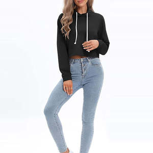 Custom Cotton <b>Crop</b> <b>Top</b> Hoodie Casual Streetwear Drop-Shoulder Breathable & Eco-Friendly Best Manufacturer - Product Image 6