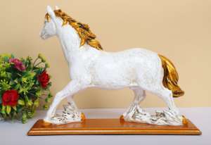 Estatua de Caballo Corriendo de Resina Blanca, Artesanía Nirmala, Decoración Feng Shui para el Hogar, Regalo de Prosperidad, Pieza Decorativa Hecha a Mano - Product Image 2