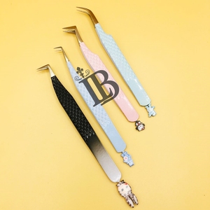 Eyelash Extension Tweezers False Etelash Extension Tweezers Mink Low MOQ Bottom Designs Mink Flat <b>Lash</b> Heart Kitty Care Bear - Product Image 1