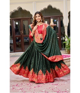Navratri Tussar Silk Lehenga Choli | Traditional Indian Garba Dandiya Wear - Product Image 1
