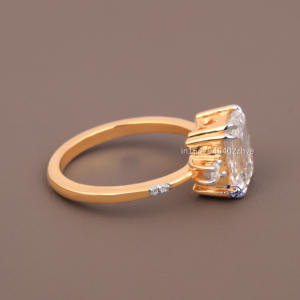 แหวนหมั้นเพชรเม็ดเดี่ยว2.55กะรัตสำหรับผู้หญิงแหวนเพชรโมอิส14KT สีเหลืองทอง - Product Image 6