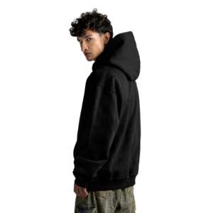 Z27 6XL Hoodie Oversize Épais 540GSM 100% Coton Biologique French Terry avec Broderie 3D DEFECT VENTE FINALE NOIR - Product Image 1
