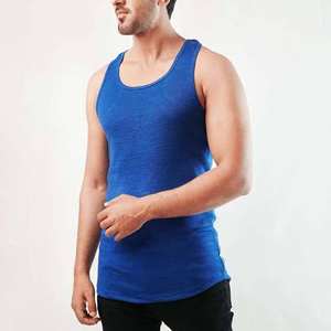 Customized <b>Men's</b> Summer Gym Tank Top Quick Dry Cotton Fitness Singlets Breathable <b>Blue</b> T Shirt with Short Sleeve Plus Size - Product Image 2