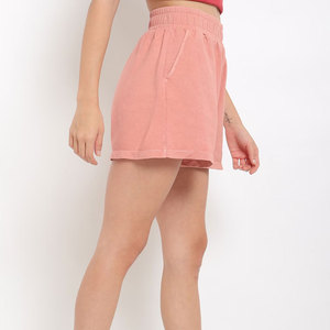 Shorts de Algodón Oxford Rosa para Mujer, Estilo Casual Elástico, Corte Regular, Color Sólido, Tejido de Punto Transpirable y Ecológico - Product Image 3