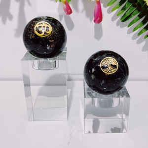 Esfera de piedra de orgón de turmalina negra tallada BOLA DE Reiki curativa de energía semipreciosa para decoración del hogar Feng Shui amor piedra preciosa - Product Image 6