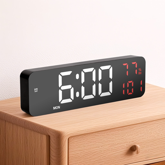 Factory Wholesale 6001 Square Plastic Mirror Display Big LED Clock Colorful Alarm Clock with RGB Light for Kids Home Living Room