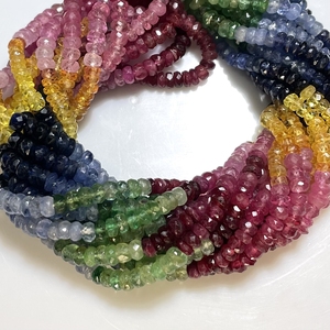 Perles multiples en forme de rondelle à facettes saphir et émeraude Pierre naturelle de qualité fine pour bijoux - Product Image 3