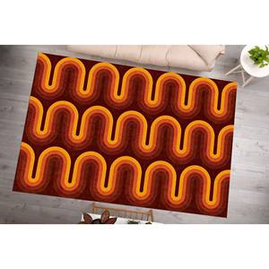 Tapis marron style années 70 : Tapis de couloir rétro orange, avec poils doux - Product Image 2