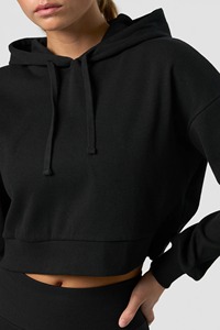 Sweat-shirt à capuche court pour femme, tendance, en gros, sur mesure, couleur unie, streetwear décontracté, OEM et ODM disponibles - Product Image 5