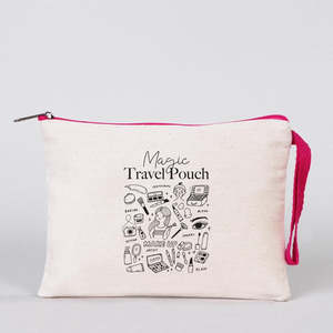 Custom <b>Fuchsia</b> Zipper Cotton Pouch 8x6 Personalized Casual <b>Clutch</b> <b>Bag</b> - Product Image 5