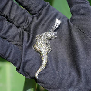 Rod Cut VVS1 Moissanite Diamond Lizard Charm Pendant for <b>Men</b> 925 Sterling Sier Hip Hop Style with Cross Number Pattern Chain - Product Image 3