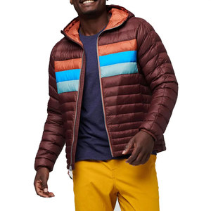 Men's Hooded Color Blocking Puffer Jacket Windproof Casual Winter <b>Coat</b> with Zipper Closure and Polyester Filling - Product Image 1