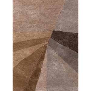 พรมขนสัตว์และใยวิสโคสทอมือลายสามมิติสีเบจและสีน้ำตาล รุ่น Tnq-1126 สำหรับตกแต่งห้องนั่งเล่น วางรอบพรมห้องนั่งเล่น - Product Image 3
