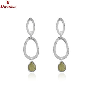 925 plata esterlina natural doblete Kenia cuarzo piedra preciosa martillo pendiente joyería personalizada fabricación - Product Image 1