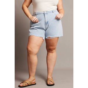 2025 OEM entretenu lavage léger grande taille femmes Denim Shorts respirant à la mode ourlet déchiré Style chaud Shorts pour femme - Product Image 6