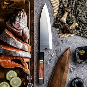 Cuchillo Deba Moderno Grandsharp de 8'' para Sushi, Cuchillos Japoneses para Sashimi, Pescado y Salmón con Mango de Cuerno de Búfalo Negro y Madera de Hierro del Desierto - Product Image 2