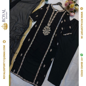 Lancement d'un fabricant de collections de costumes trois pièces en georgette à broderie lourde par Royal Export à Surat - Product Image 6