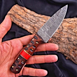 Damascus Hunting <b>Knife</b> Custom Made with Pakkawood <b>Handle</b> Damascus Steel Blade Sheath OEM Support Fixed Blade Camping <b>Knife</b> - Product Image 1