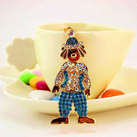 Porte-clés figurine de clown en strass, alliage doré, pour costume de carnaval, breloque de sac