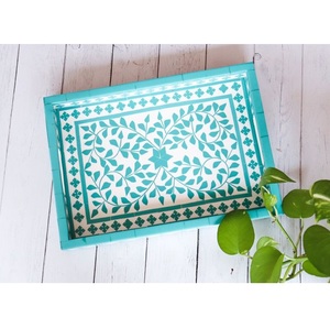 Handmade Durable Bone Inlay Tray with Customizable Color & Logo for Vanity <b>Organizer</b> Decorative Accent Console Table Apex Align - Product Image 1