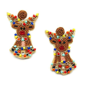 Clipon Seed Bead Scarf <b>Penguin</b> <b>Earrings</b> Winter Christmas Seedbeads Clipon Post Designs Embroidery Holiday <b>Earrings</b> - Product Image 3