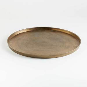 Plateau de service traditionnel en laiton doré avec finition lisse, personnalisable pour le Ramadan et les occasions de mariage - Product Image 2