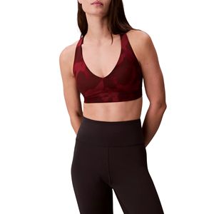 Soutien-gorge de sport imprimé à col en V et dos croisé pour femme, taille plus, maintien moyen, push-up, pour la gym, le yoga, l'entraînement, avec logo frontal, vêtements de sport - Product Image 1