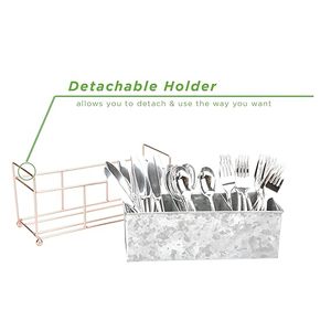 Soporte para cubiertos de 3 compartimentos con forma rectangular de metal galvanizado al por mayor para accesorios de mesa de cocina del hogar - Product Image 5