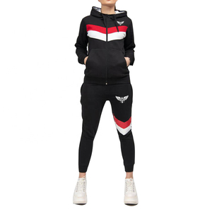 Ensemble de survêtement sportif en polyester de haute qualité avec fermeture éclair, pour l'entraînement et le jogging, jogging 2 pièces pour femmes - Product Image 1